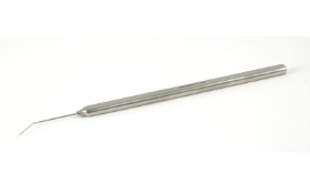 Clayman Spatula, 0.5mm x 10mm Angled Blade, Blunt Tip, Smooth Flat Handle, Polished Finish, Overall Length 5" (127mm) E0481,6801E,E0481